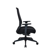 Vue latérale du Siège de bureau de qualité professionnelle Verviq en noir avec dossier en maille et base à roulettes de hjh OFFICE
