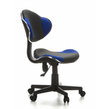 Chaise pivotante pour des enfants KIDDY GTI-2 gris bleu avec dossier en maille et base à cinq roulettes de hjh OFFICE – vue à 360° (vue de trois quarts avant 60°)