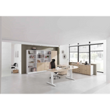 Bureau réglable en hauteur XTRA XB 2E WW en chêne rustique, 200 x 100 cm, de hjh OFFICE PRO