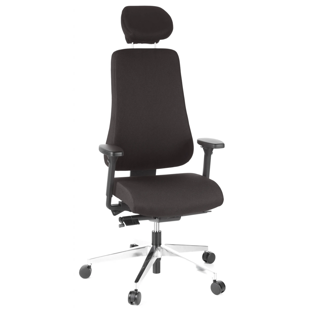 Siège de bureau de qualité professionnelle PRO-TEC 400 noir avec appui-tête, accoudoirs et base à roulettes de hjh OFFICE – vue à 360° (vue de face 20°)