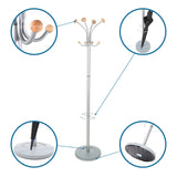 Portemanteau SPACE en argent avec boutons en bois, porte-parapluie et pied antidérapant de hjh OFFICE