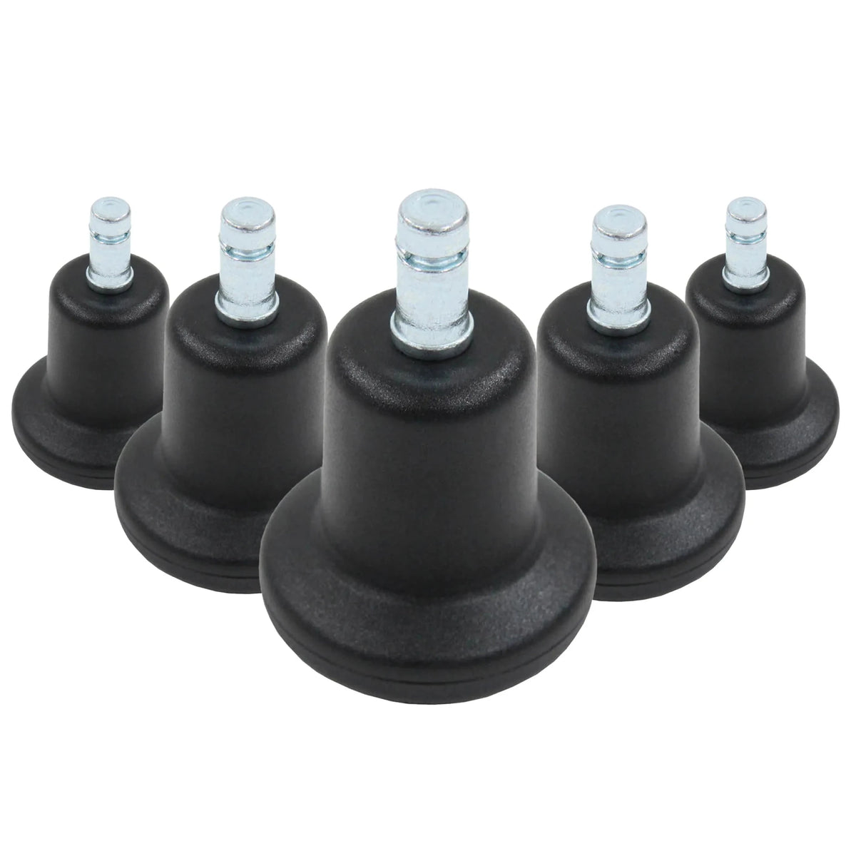 Cinq patins de chaise noirs 5 x STAND Nr. 10 avec goujons filetés argentés de hjh OFFICE