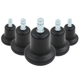 Cinq patins de chaise noirs 5 x STAND Nr. 10 avec goujons filetés argentés de hjh OFFICE