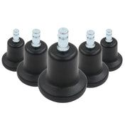 Cinq patins de chaise noirs 5 x STAND Nr. 10 avec goujons filetés argentés de hjh OFFICE