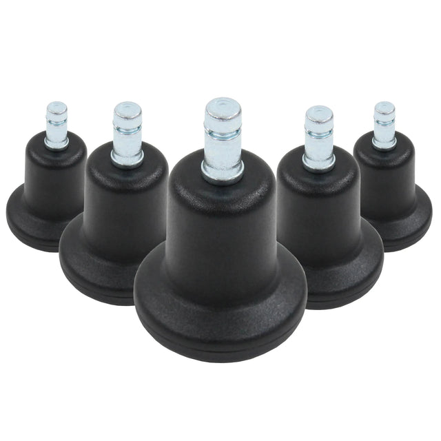 Cinq patins de chaise noirs 5 x STAND Nr. 10 avec goujons filetés argentés de hjh OFFICE