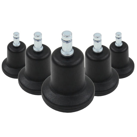 Cinq patins de chaise noirs 5 x STAND Nr. 11 avec des clous métalliques argentés de hjh OFFICE