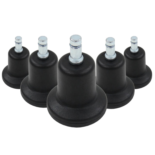 Cinq patins de chaise noirs 5 x STAND Nr. 11 avec des clous métalliques argentés de hjh OFFICE