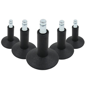 Cinq Patins de chaise noirs 5 x STAND Nr. 12 avec tige filetée métallique pour tous types de sols de hjh OFFICE