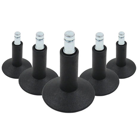 Cinq Patins de chaise noirs 5 x STAND Nr. 12 avec tige filetée métallique pour tous types de sols de hjh OFFICE