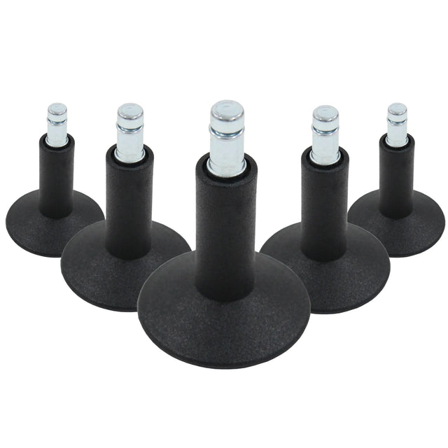 Cinq Patins de chaise noirs 5 x STAND Nr. 12 avec tige filetée métallique pour tous types de sols de hjh OFFICE