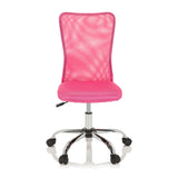 Chaise pivotante pour des enfants KIDDY NET I rose avec dossier en maille et base à cinq roulettes de hjh OFFICE – vue à 360° (vue de face 0°)