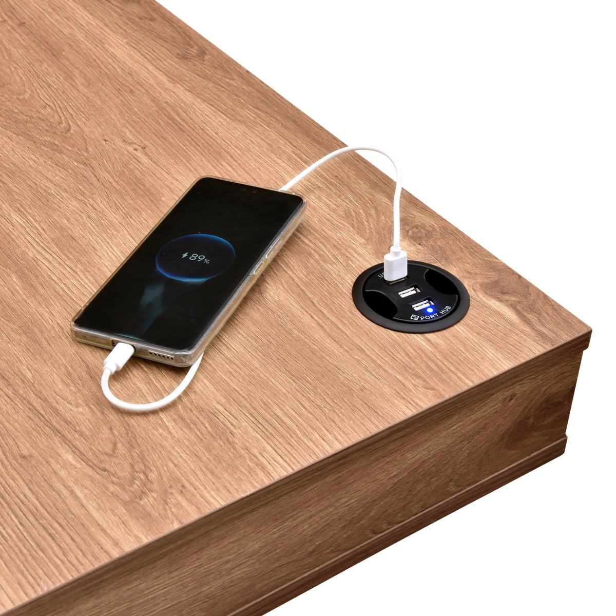 Prise encastrée avec port USB dans le bureau Worktime Style en chêne de hjh OFFICE