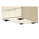 Vue inférieure avec quatre roulettes du Caisson bureau sur roulettes SIGNA TC20 aspect chêne de hjh OFFICE PRO