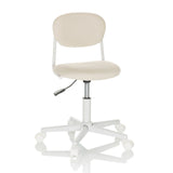 Chaise pivotante pour des enfants KIDDY BASE I beige avec rembourrage et base blanche à cinq roulettes de hjh OFFICE – vue à 360° (vue de face 15°)
