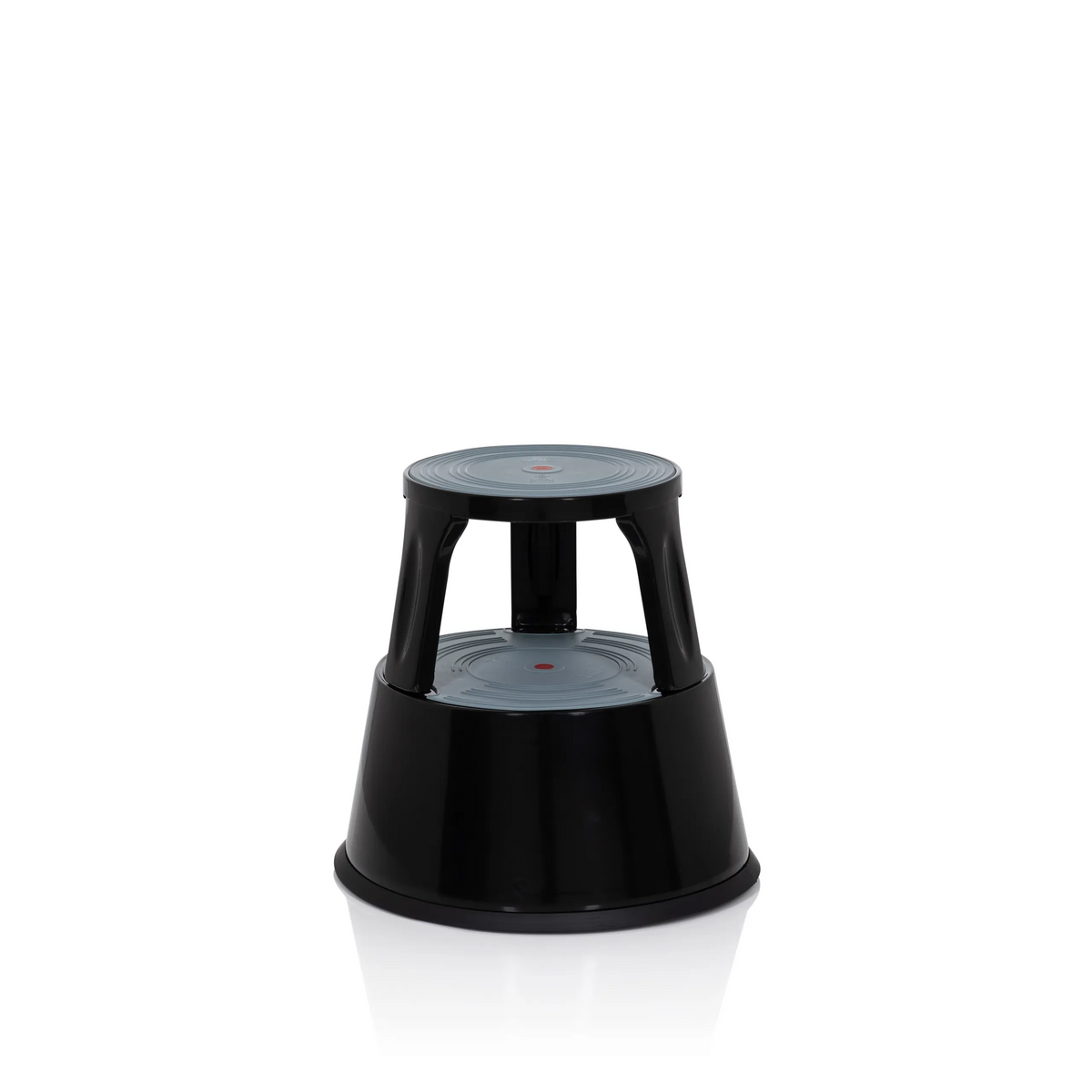 Tabouret marchepied noir TIO-M II à deux marches et surfaces antidérapantes de hjh OFFICE – vue à 360° (vue de face 0°)