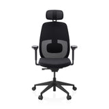 Siège de bureau de qualité professionnelle Skandis Pro noir, appui-tête, dossier maille et 5 roulettes de hjh OFFICE – vue à 360° (vue de face 0°)