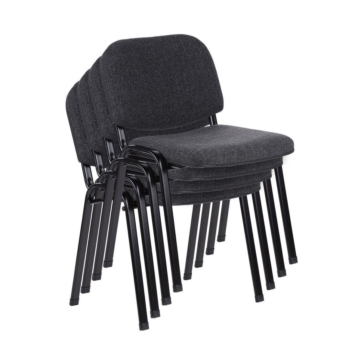 Chaises à quatre pieds empilables XT 600 SW en anthracite avec structure en métal noir de hjh OFFICE