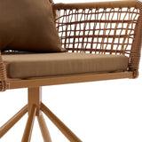 Accoudoir et assise tressés de la chaise rembourrée Tavaro Korvik en marron de hjh LIVING