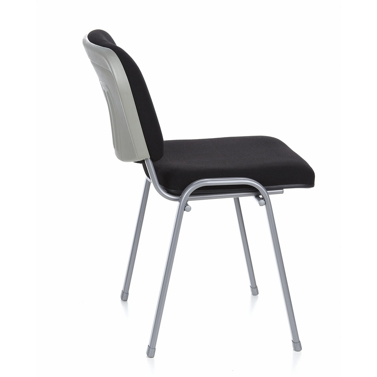 Chaise à quatre pieds XT 600 S noire avec structure argentée de hjh OFFICE – vue à 360° (vue de profil 100°)
