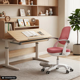 Chaise pivotante pour enfants Kiddy Smart Step rose à un bureau réglable en hauteur de hjh OFFICE (image générée par IA)