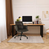 Siège de bureau à domicile SOLAO LIFE gris foncé avec roulettes et accoudoirs devant un bureau de hjh LIVING