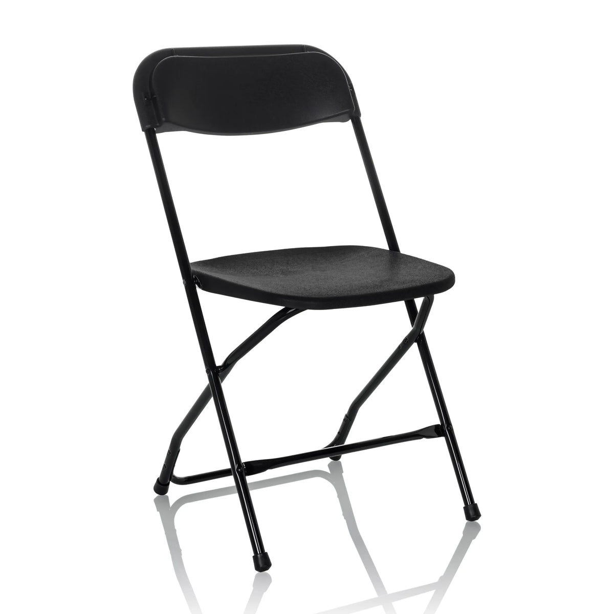 Chaise d'extérieur noire TUDELA XXL B avec dossier simple et structure en métal de hjh OFFICE – vue à 360° (vue de trois quarts avant 30°)