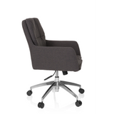 Siège de bureau à domicile SHAKE 350 gris foncé avec motif surpiqué et base à cinq roulettes de hjh OFFICE – vue à 360° (vue de profil 80°)