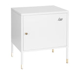 Armoire de bureau blanche UMEO avec un compartiment à porte et des pieds dorés de hjh OFFICE – vue à 360° (vue de face 20°)