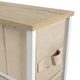 Tiroir en tissu beige avec poignée et plateau en bois de la Commode FOLDRESS S de hjh LIVING
