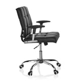 Siège de bureau à domicile ERNESTO noir avec rembourrage capitonné et base à cinq roulettes de hjh OFFICE – vue à 360° (vue de profil 80°)