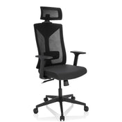 Siège de bureau de qualité professionnelle KODIAK en noir avec dossier en maille, appuie-tête et accoudoirs de hjh OFFICE