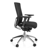 Siège de bureau de qualité professionnelle ASTRA BASE noir avec accoudoirs et base à cinq roulettes de hjh OFFICE – vue à 360° (vue de profil 80°)