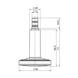 Dessin technique des Patins de chaise STATO-M d'un diamètre de 60 mm de hjh OFFICE