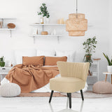 Fauteuil de salon MANISO beige avec dossier matelassé et pieds noirs de hjh LIVING