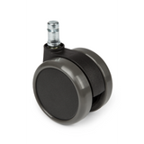 Roulettes 5x ROLO 11mm/65mm noires pour sols durs avec tige métallique de hjh OFFICE – vue à 360° (vue de face 0°)