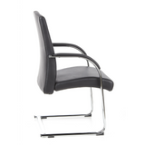 Chaises cantilever BAROLO V noires avec accoudoirs et piètement luge chromé de hjh OFFICE – vue à 360° (vue de profil 100°)