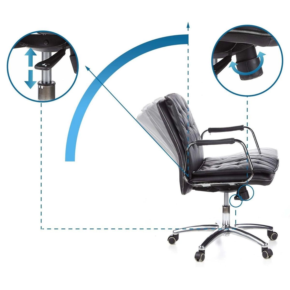 Réglage de la hauteur et mécanisme synchrone du siège de direction de qualité professionnelle VILLA 10 en noir de hjh OFFICE