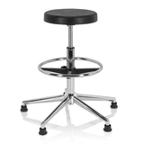 Tabouret pivotant TOP WORK 14 I en noir avec un repose-pieds et un piètement à cinq branches de hjh OFFICE