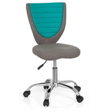 Chaise pivotante pour des enfants KIDDY COMFORT gris turquoise avec pied en étoile et cinq roulettes de hjh OFFICE – vue à 360° (vue de face 20°)