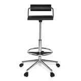 Tabouret pivotant noir TOP WORK 28 avec repose-pieds et piètement à cinq roulettes de hjh OFFICE – vue à 360° (vue de face 0°)