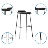 Tabouret de bar LONSO 10 noir avec assise rembourrée et structure métallique mince de hjh OFFICE