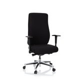 Siège de bureau de qualité professionnelle FORCOM noir avec accoudoirs et pied à cinq roulettes de hjh OFFICE – vue à 360° (vue de face 20°)