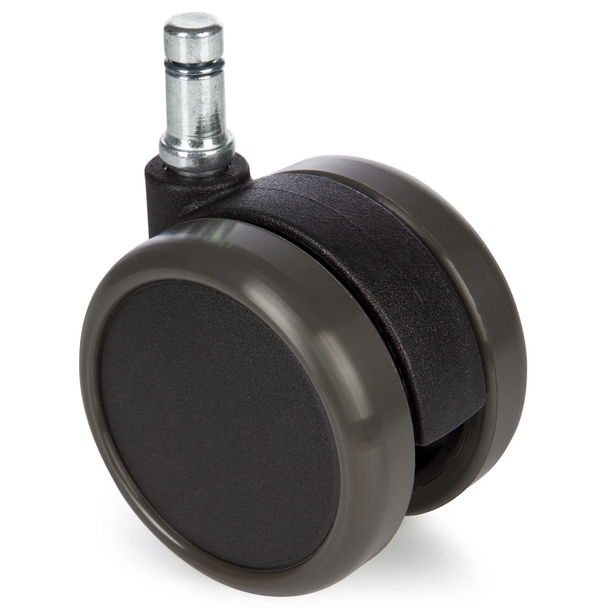 Roulettes 5x ROLO 10mm/65mm noires pour sols durs avec tige métallique argentée de hjh OFFICE – vue à 360° (vue de face 0°)