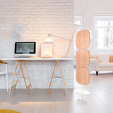 Cloison de séparation beige FLEXMIUT W avec trois éléments arrondis sur un pied blanc de hjh OFFICE