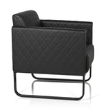 Fauteuil rembourré noir ARUBA BLACK avec surpiqûres en losange et piètement luge de hjh OFFICE – vue à 360° (vue de profil 80°)