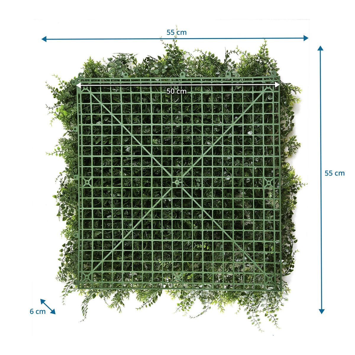 Dessin coté du Tapis végétal LEAFLUXE 2 de 55 × 55 cm de hjh LIVING
