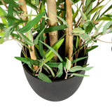 Pot de fleurs noir avec feuilles vertes et tiges de bambou de la Plante artificielle MINI BAMBUS de hjh OFFICE