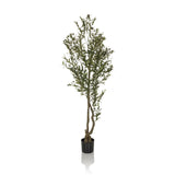 Plante artificielle verte OLIVE I dans un pot noir simple de hjh OFFICE – vue à 360° (vue de profil 90°)