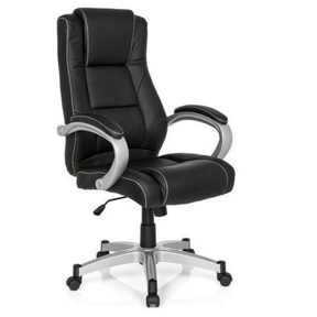 Fauteuil Gamer RELAX CL180 noir avec revêtement en similicuir et accoudoirs argentés de MyBuero