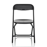 Chaise d'extérieur noire TUDELA XXL PRO avec assise et dossier perforés de hjh OFFICE – vue à 360° (vue de face 0°)